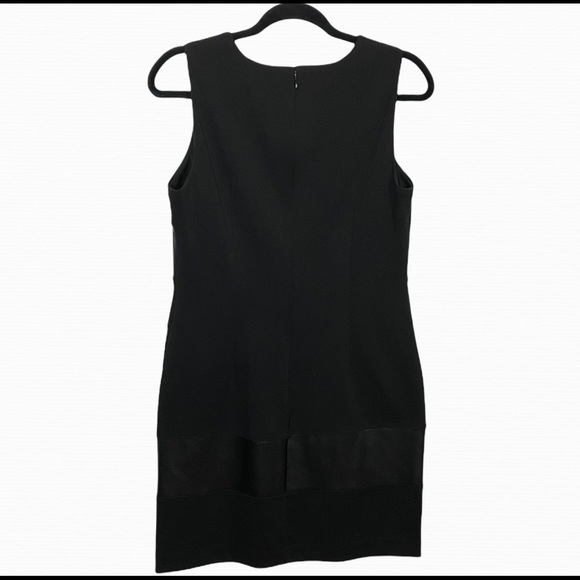 Calvin Klein Faux Leather Sleeveless Stripe Dress.  Vegan Size 8 Knee Length. - Picture 2 of 9